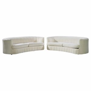 Weiman Mid Century Channeled Crescent Sofa - Pair