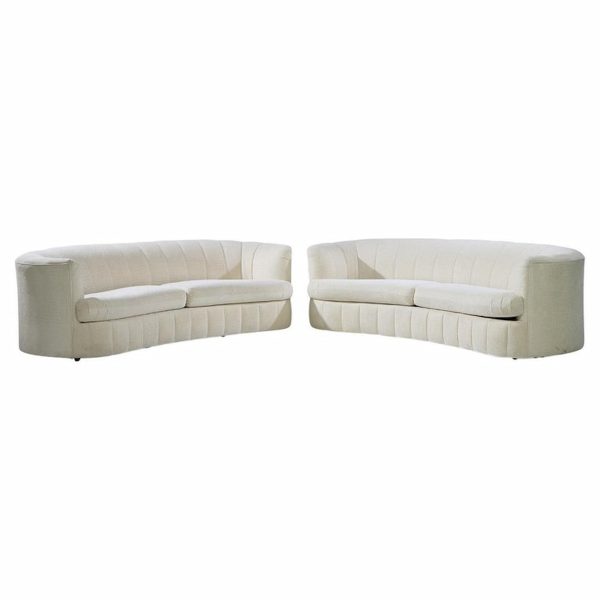 Weiman Mid Century Channeled Crescent Sofa - Pair