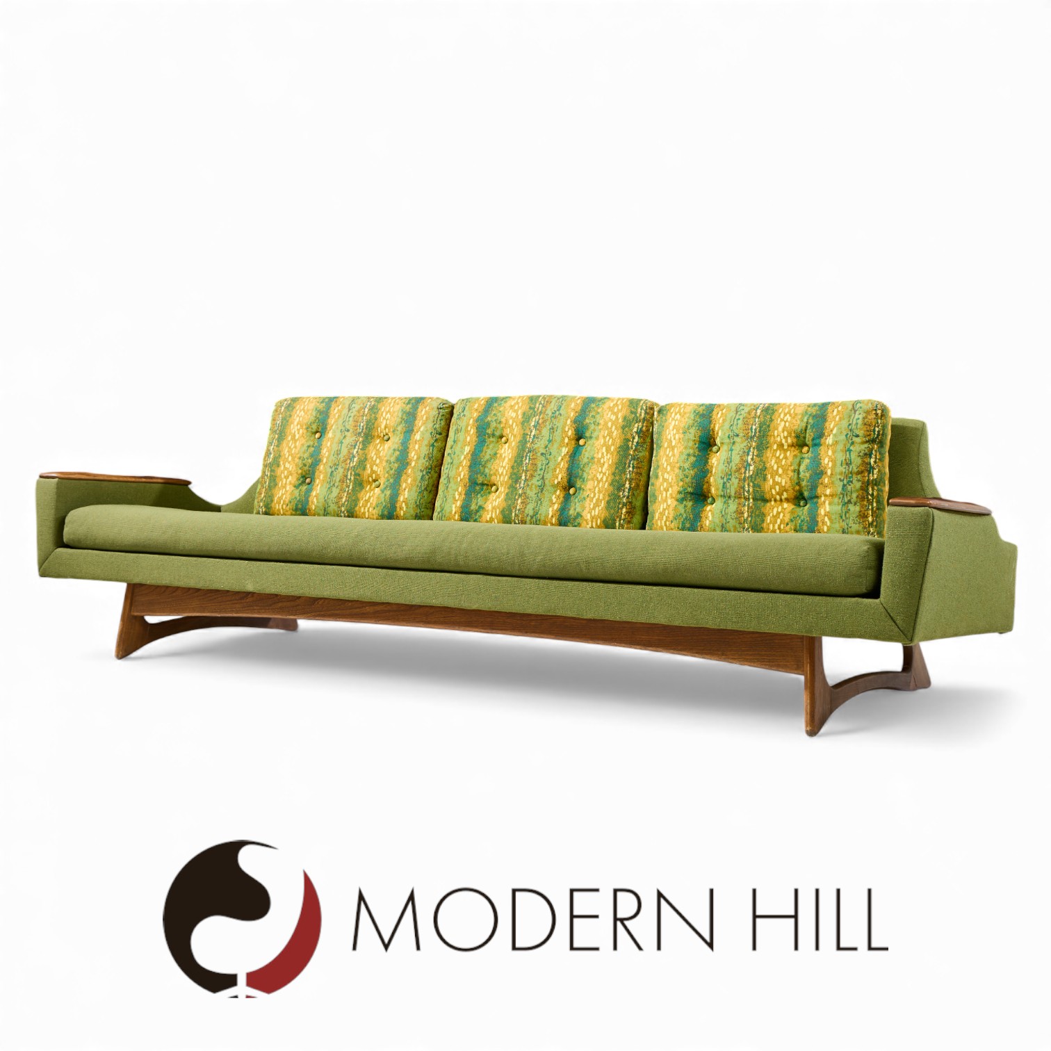 Adrian Pearsall Style Kroehler American Leisure Mid Century Sofa Walnut Sofa