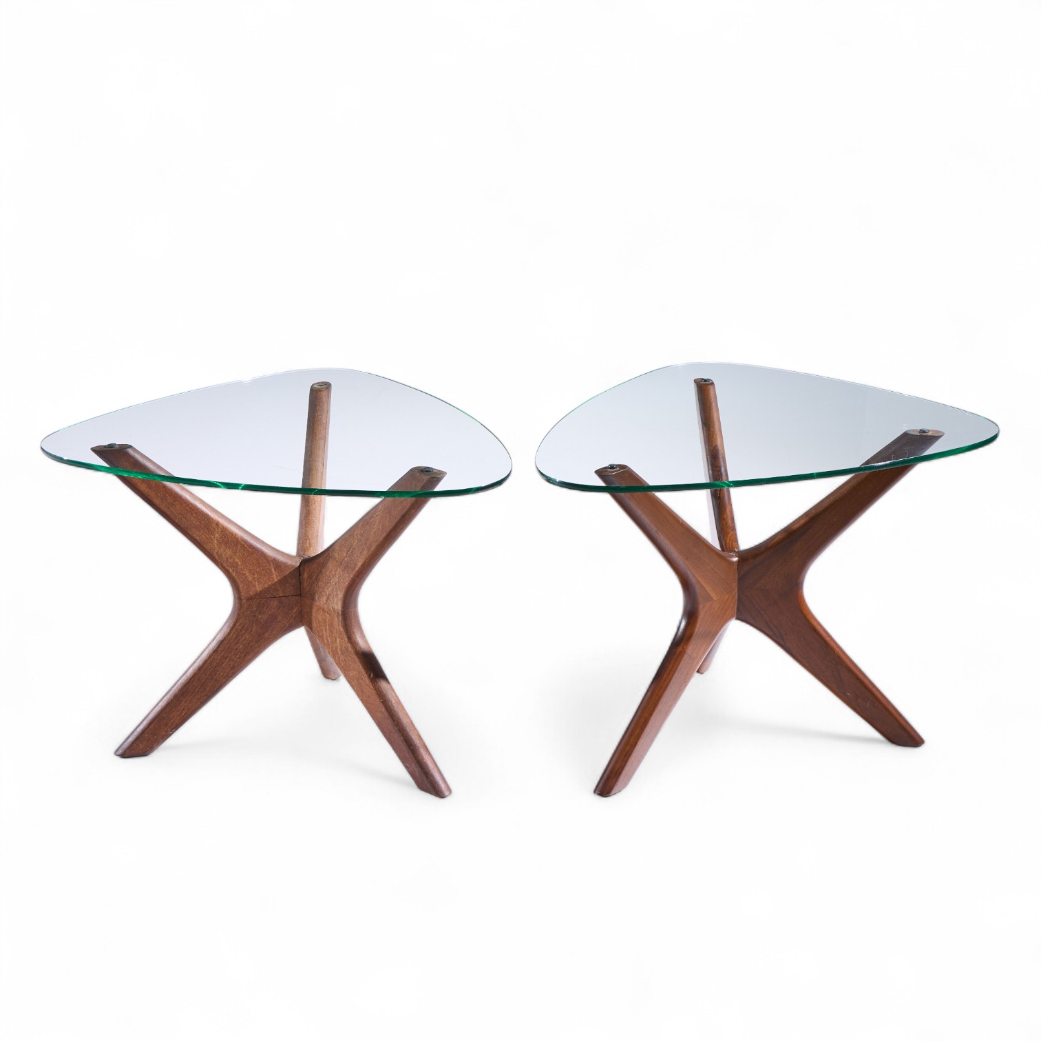 Adrian Pearsall for Craft Associates Mid Century Walnut Jacks Side Table - Pair