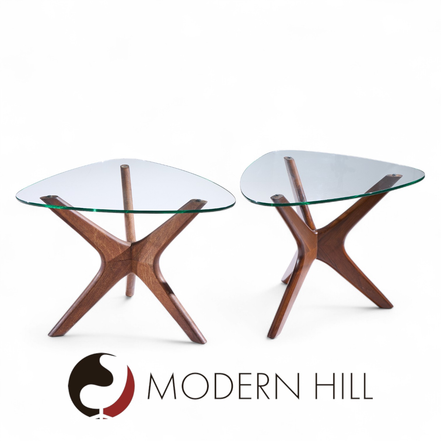 Adrian Pearsall for Craft Associates Mid Century Walnut Jacks Side Table - Pair