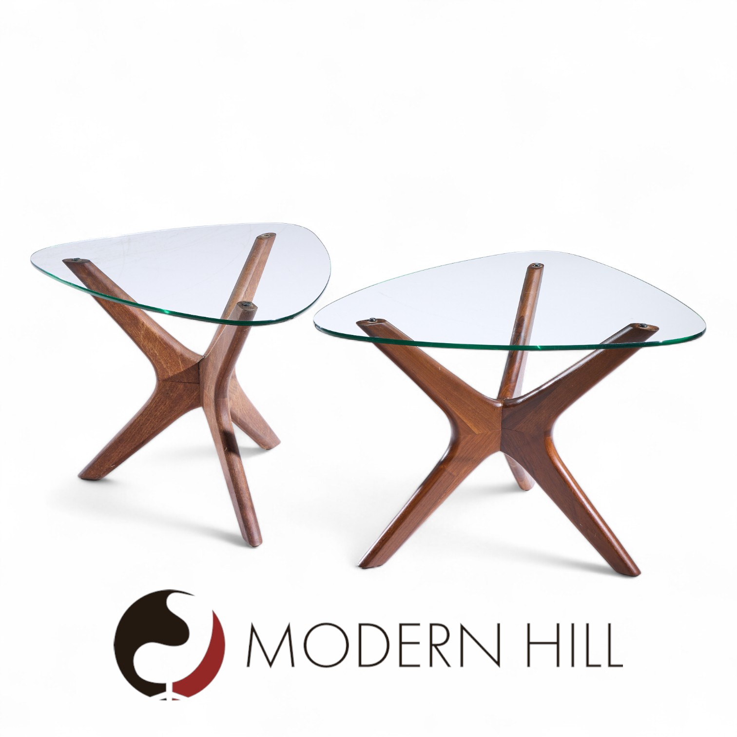 Adrian Pearsall for Craft Associates Mid Century Walnut Jacks Side Table - Pair