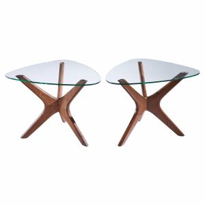adrian pearsall for craft associates mid century walnut jacks side table - pair