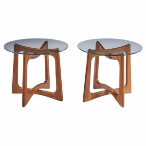 Adrian Pearsall for Craft Associates Mid Century Walnut Side Tables - Pair