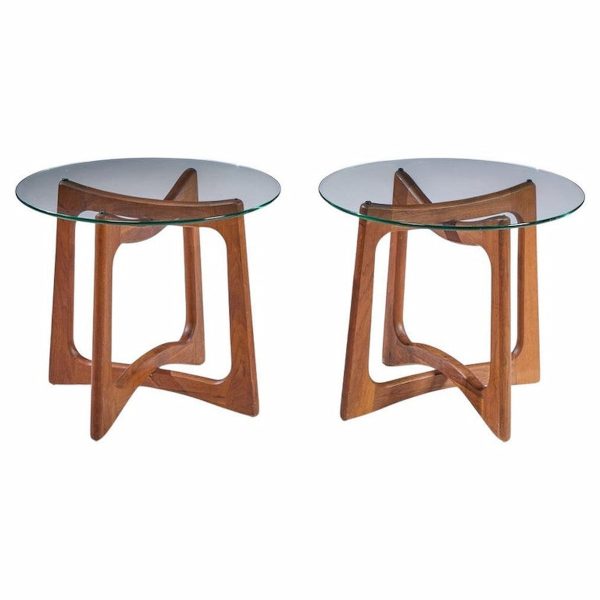 Adrian Pearsall for Craft Associates Mid Century Walnut Side Tables - Pair