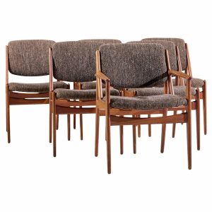 arne vodder for sibast elle and ella mid century danish teak dining chairs - set of 6
