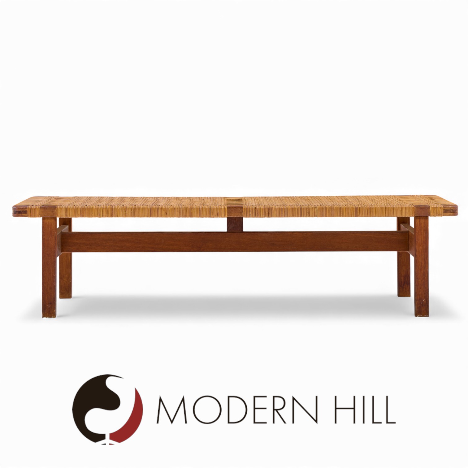 Børge Mogensen 5272 for Fredericia Mid Century Danish Teak and Rattan Benches - Pair