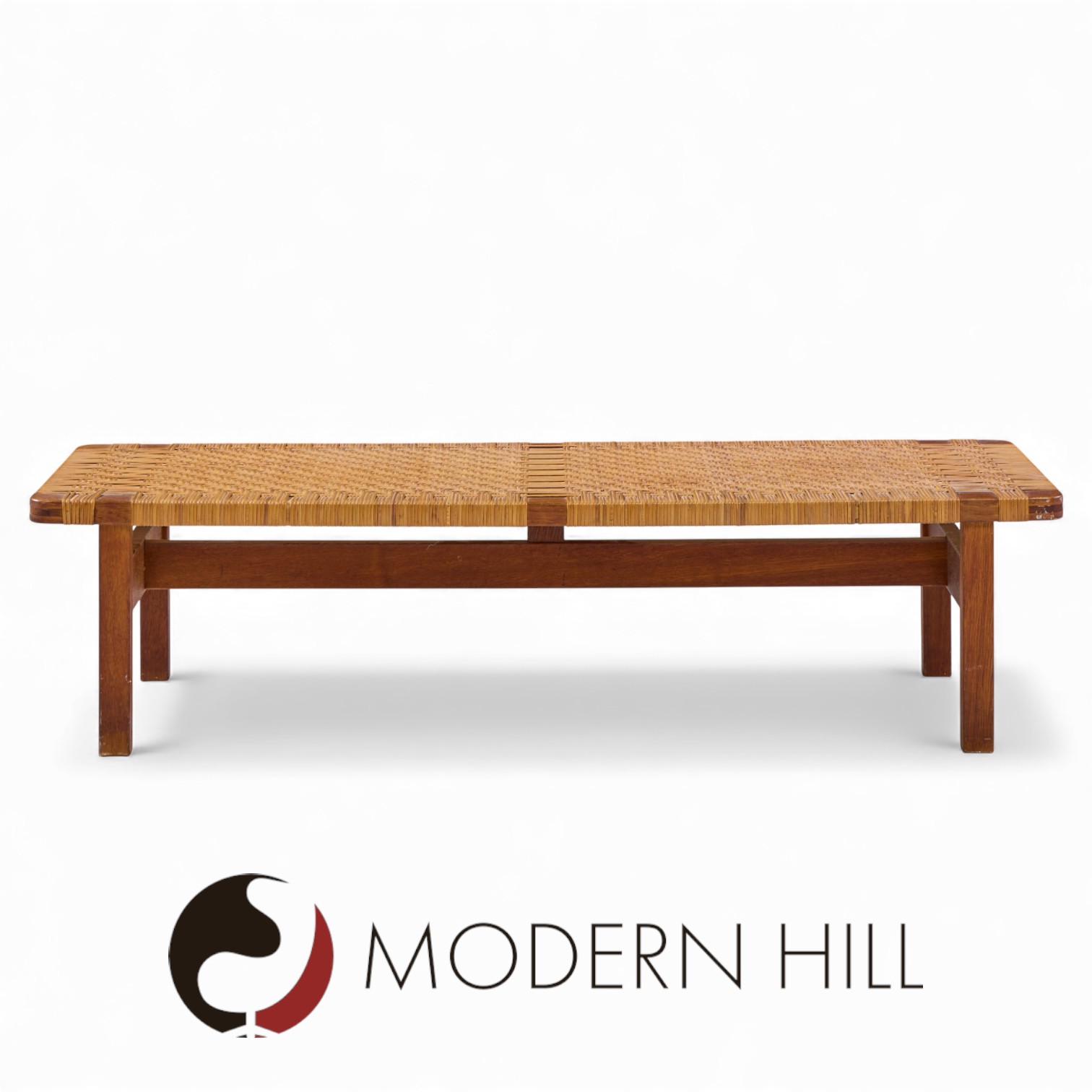 Børge Mogensen 5272 for Fredericia Mid Century Danish Teak and Rattan Benches - Pair