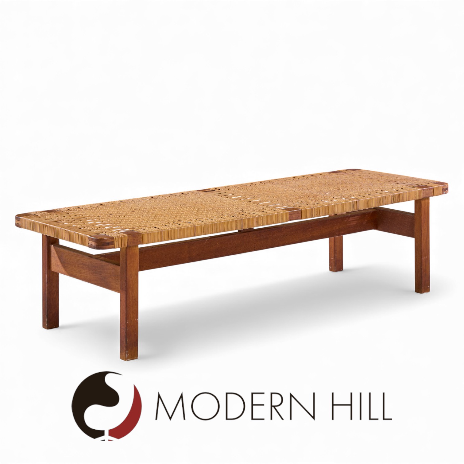 Børge Mogensen 5272 for Fredericia Mid Century Danish Teak and Rattan Benches - Pair