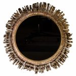 Curtis Jere Mid Century Brutalist Copper and Brass Eyelash Mirror