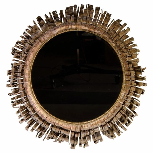 Curtis Jere Mid Century Brutalist Copper and Brass Eyelash Mirror