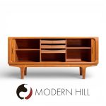 Dyrlund Mid Century Danish Teak Tambour Door Credenza