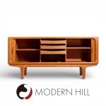 Dyrlund Mid Century Danish Teak Tambour Door Credenza
