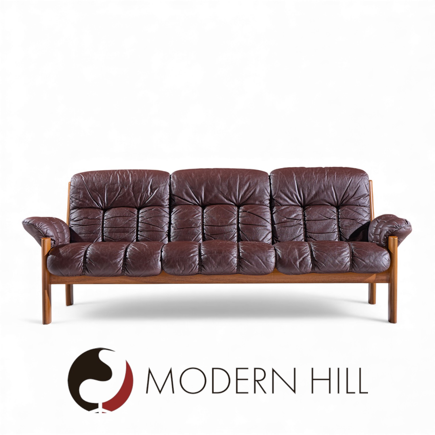 Ekornes Mid Century Norwegian Teak and Leather Montana Sofa