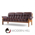 Ekornes Mid Century Norwegian Teak and Leather Montana Sofa