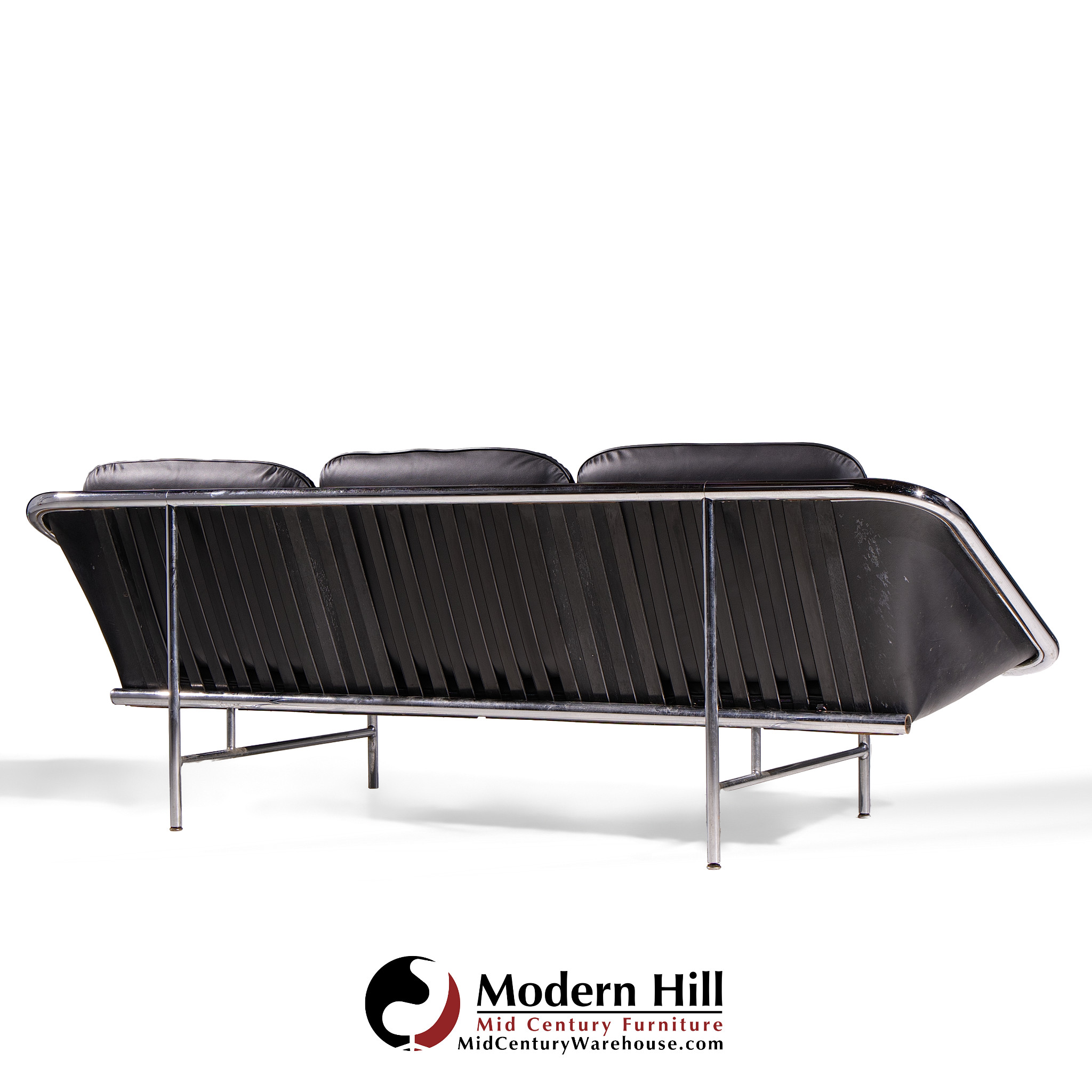 george nelson for herman miller mid century leather and chrome sling sofa