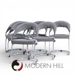 Giotto Stoppino for Kartell Mid Century Italian Chrome Cantilever Dining Chairs - Set of 6 | Mid Century Modern Furniture - Mid Century Furniture Chicago Giotto Stoppino for Kartell Mid Century Italian Chrome Cantilever Dining Chairs - Set of 6