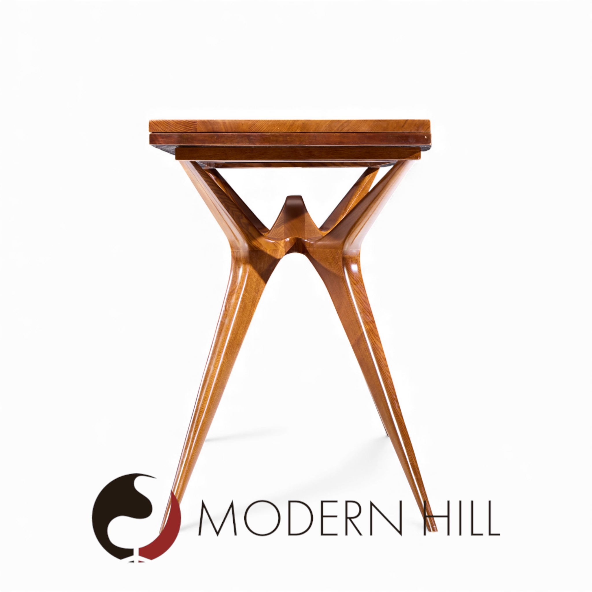 Giuseppe Scapinelli Mid Century Brazilian Walnut Console Flip Top Dining Table