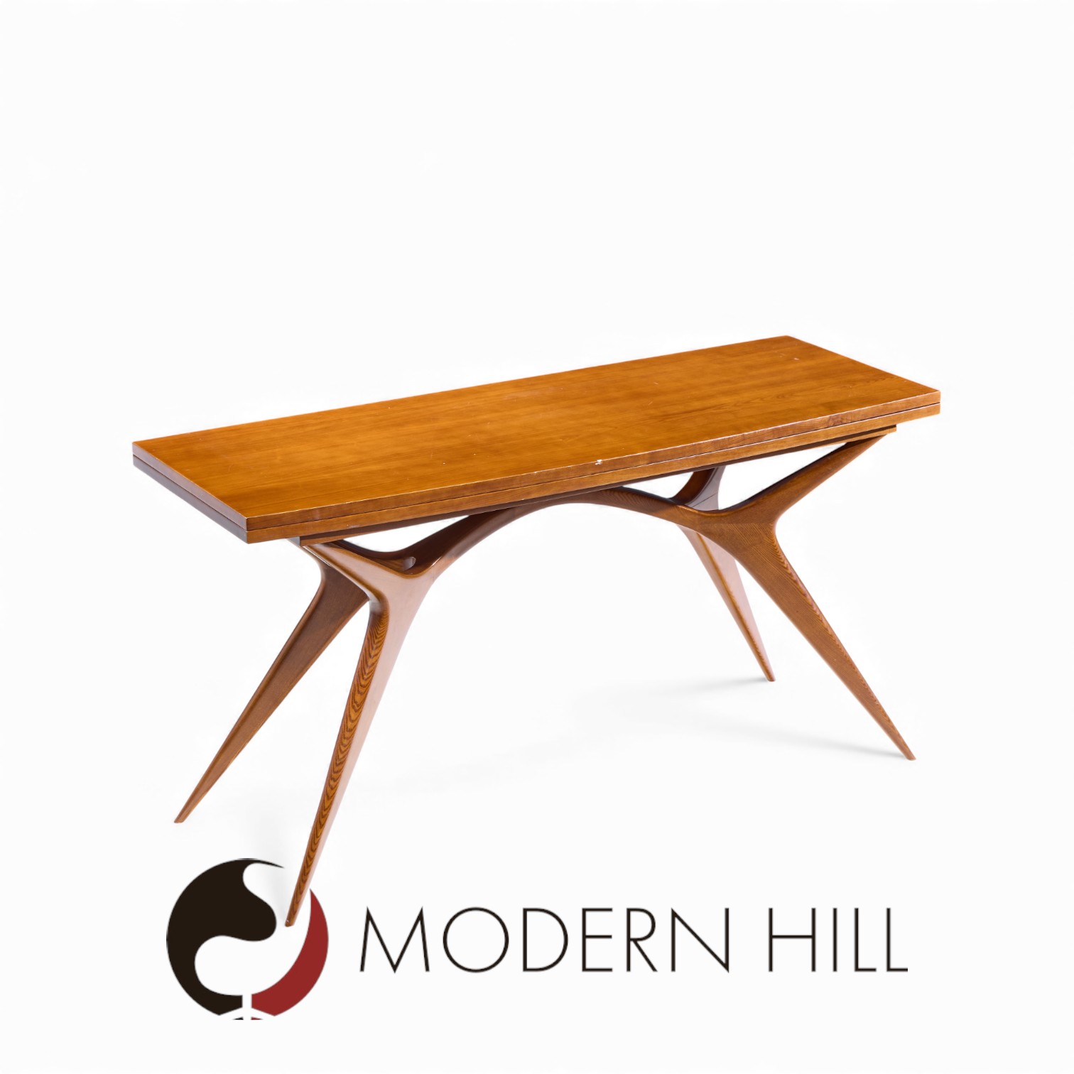 Giuseppe Scapinelli Mid Century Brazilian Walnut Console Flip Top Dining Table