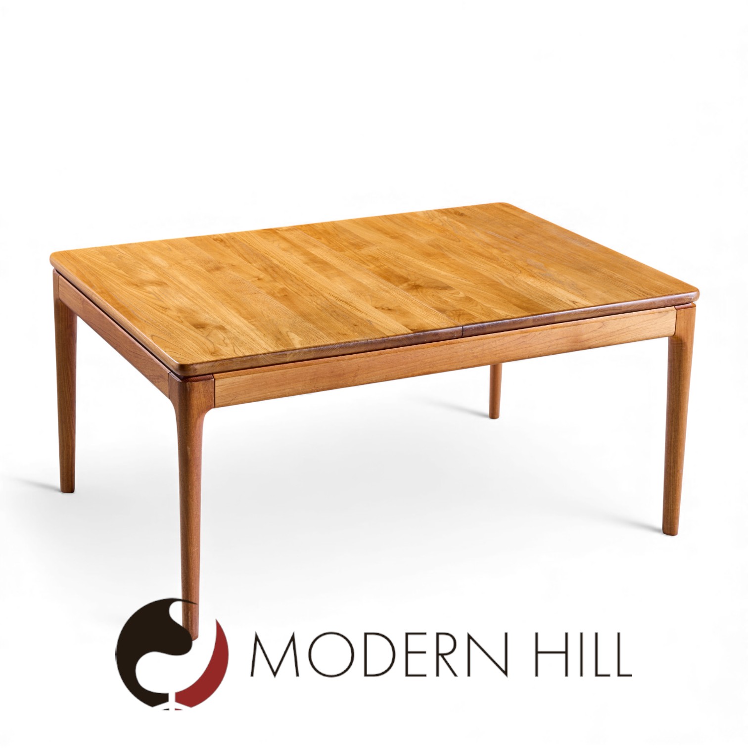 Glostrup Møbelfabrik Mid Century Danish Teak Hidden Leaf Dining Table with 2 Leaves