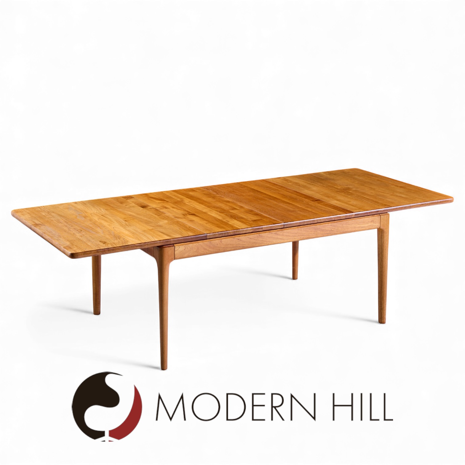 Glostrup Møbelfabrik Mid Century Danish Teak Hidden Leaf Dining Table with 2 Leaves