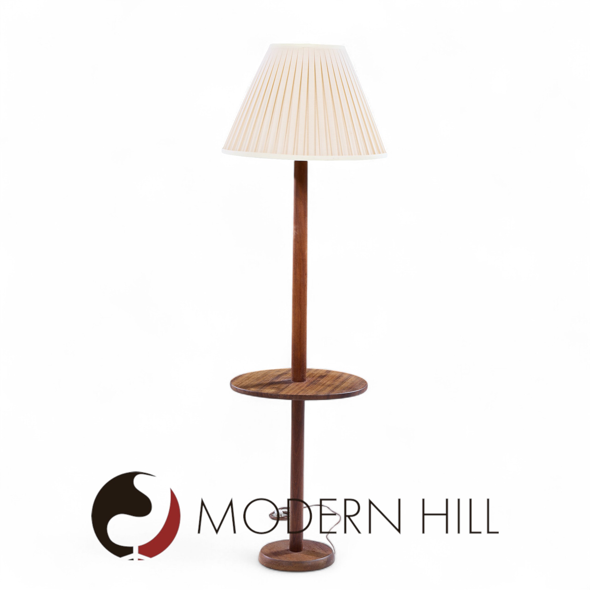 Gordon and Jane Martz Style Mid Century Walnut Floor Lamp Table
