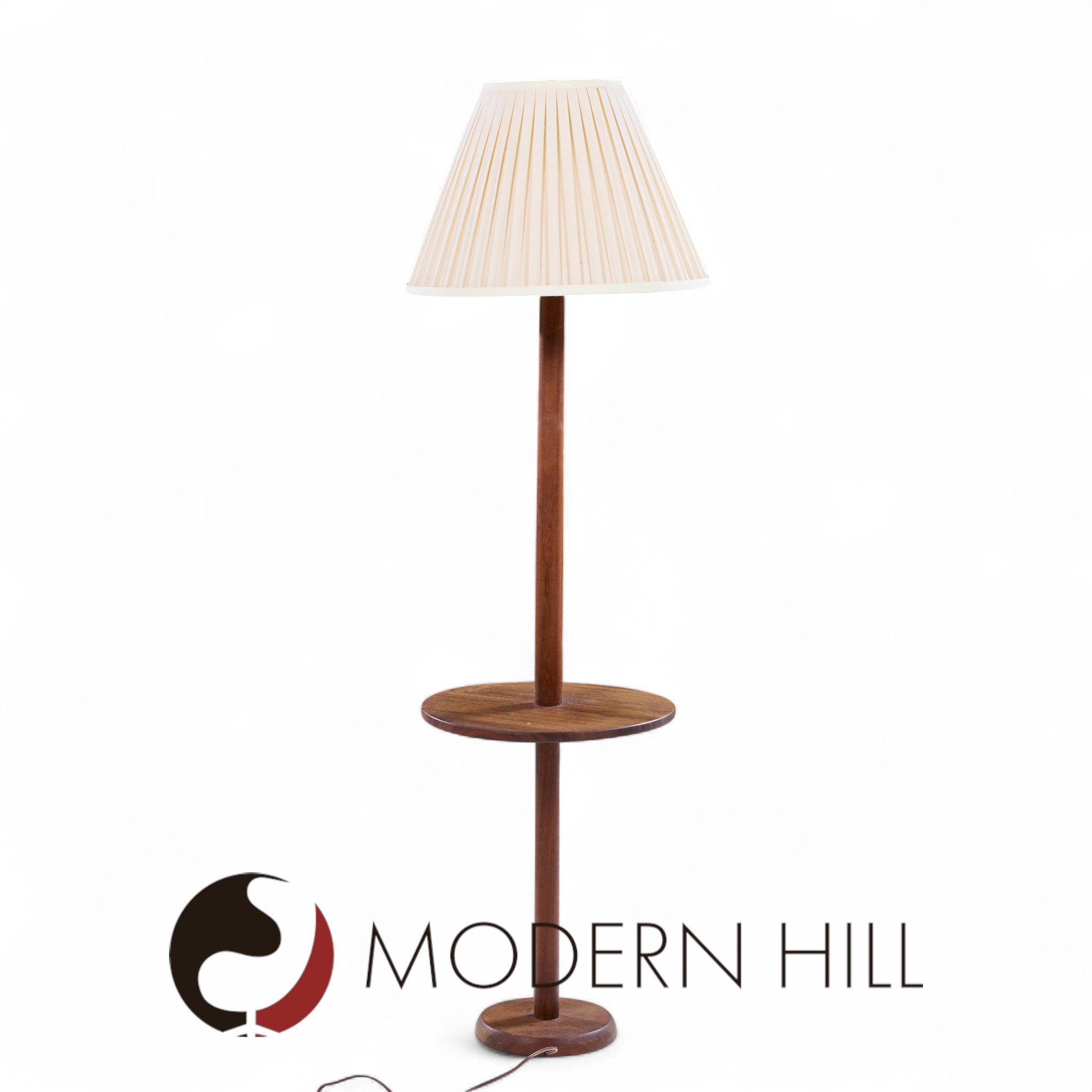 Gordon and Jane Martz Style Mid Century Walnut Floor Lamp Table