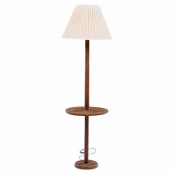 Gordon and Jane Martz Style Mid Century Walnut Floor Lamp Table