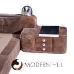 Guido Faleschini for I4 Mariani Tucroma Mid Century Suede Leather King Platform Bed with Nightstands