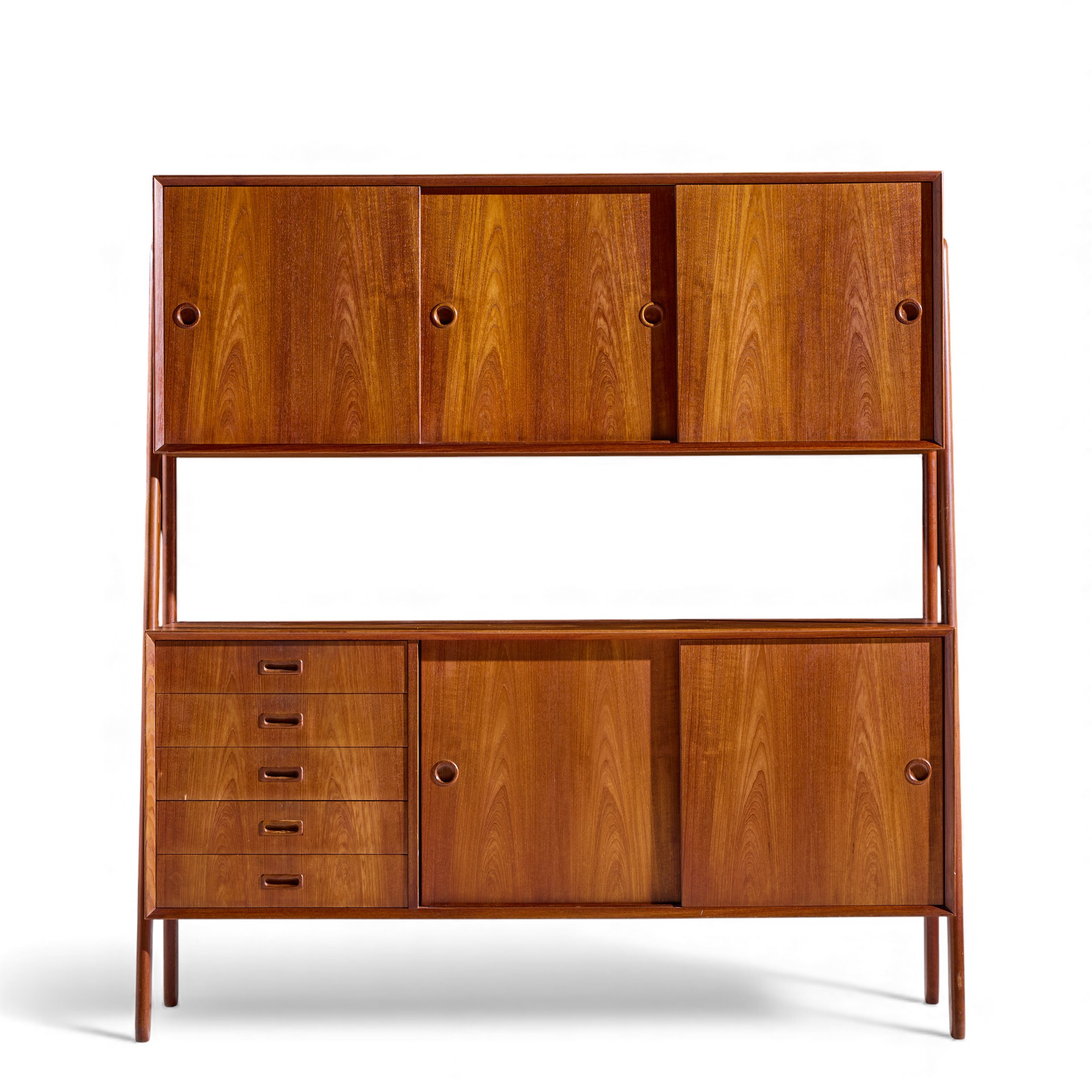 Gunni Omann for Omann Jun Model 3 Mid Century Danish Teak Credenza and Hutch | Mid Century Modern Furniture - Mid Century Furniture Chicago Gunni Omann for Omann Jun Model 3 Mid Century Danish Teak Credenza and Hutch