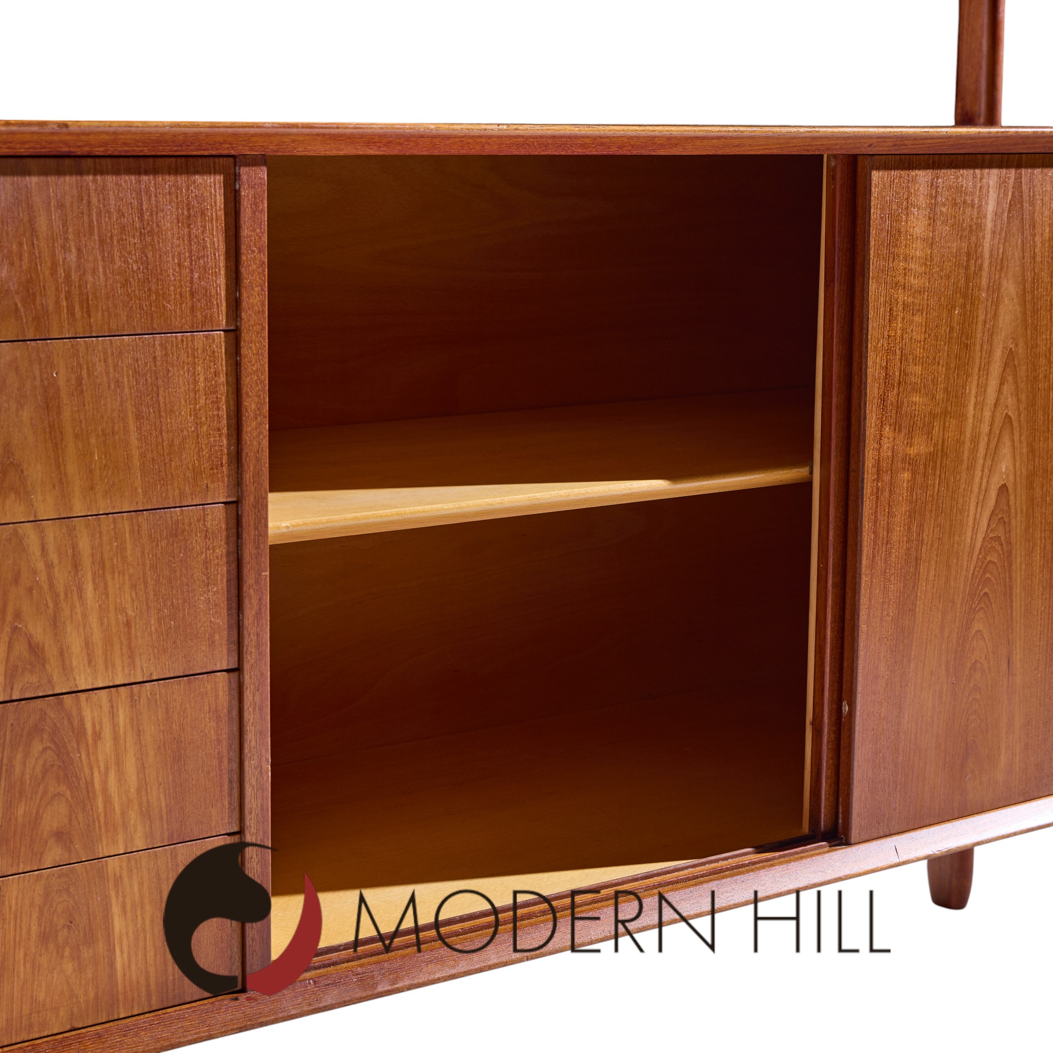 Gunni Omann for Omann Jun Model 3 Mid Century Danish Teak Credenza and Hutch | Mid Century Modern Furniture - Mid Century Furniture Chicago Gunni Omann for Omann Jun Model 3 Mid Century Danish Teak Credenza and Hutch