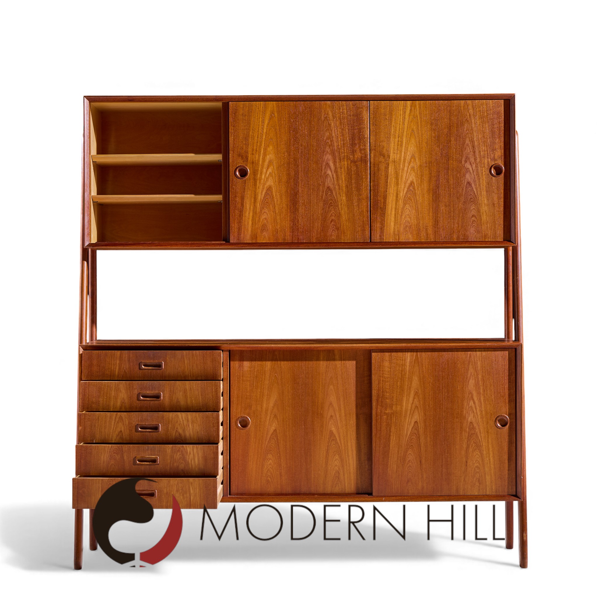 Gunni Omann for Omann Jun Model 3 Mid Century Danish Teak Credenza and Hutch | Mid Century Modern Furniture - Mid Century Furniture Chicago Gunni Omann for Omann Jun Model 3 Mid Century Danish Teak Credenza and Hutch