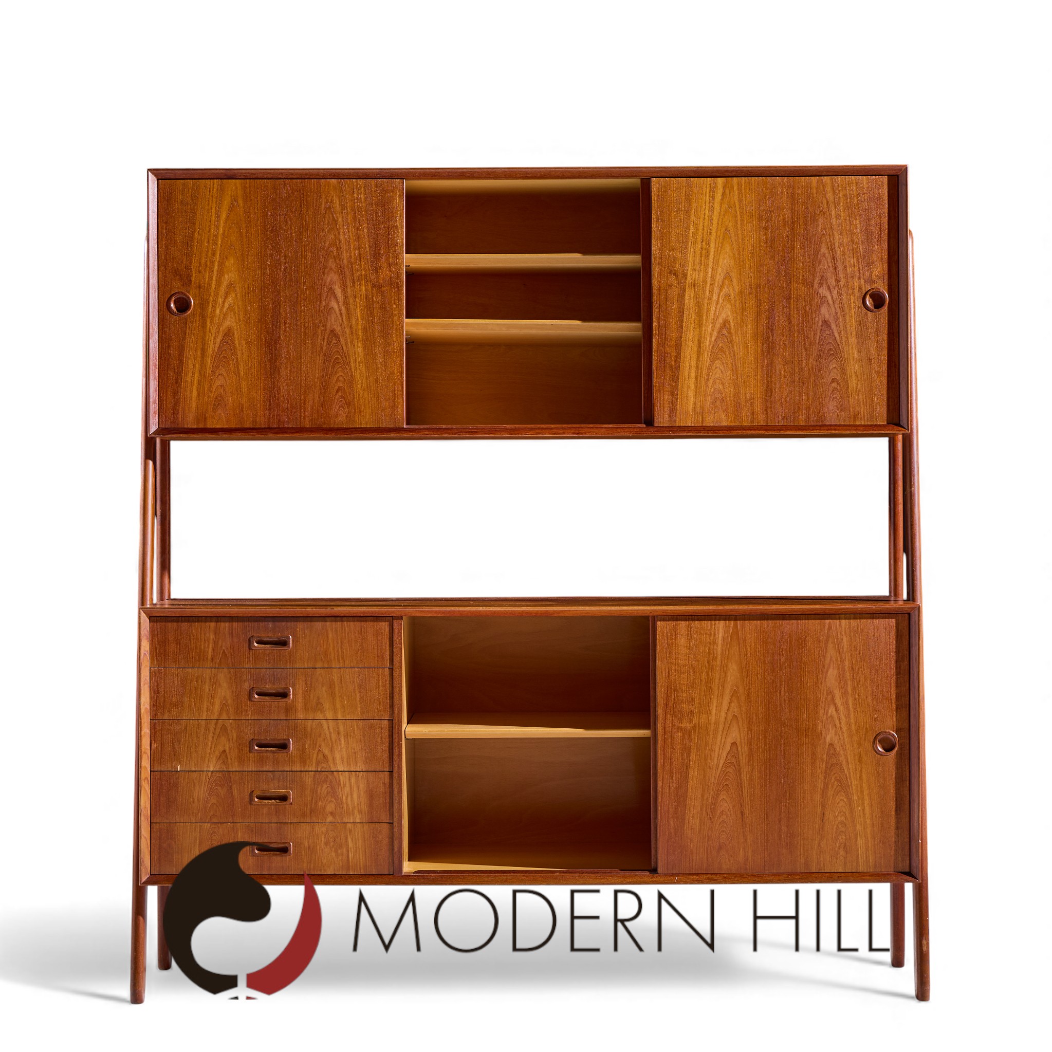 Gunni Omann for Omann Jun Model 3 Mid Century Danish Teak Credenza and Hutch | Mid Century Modern Furniture - Mid Century Furniture Chicago Gunni Omann for Omann Jun Model 3 Mid Century Danish Teak Credenza and Hutch