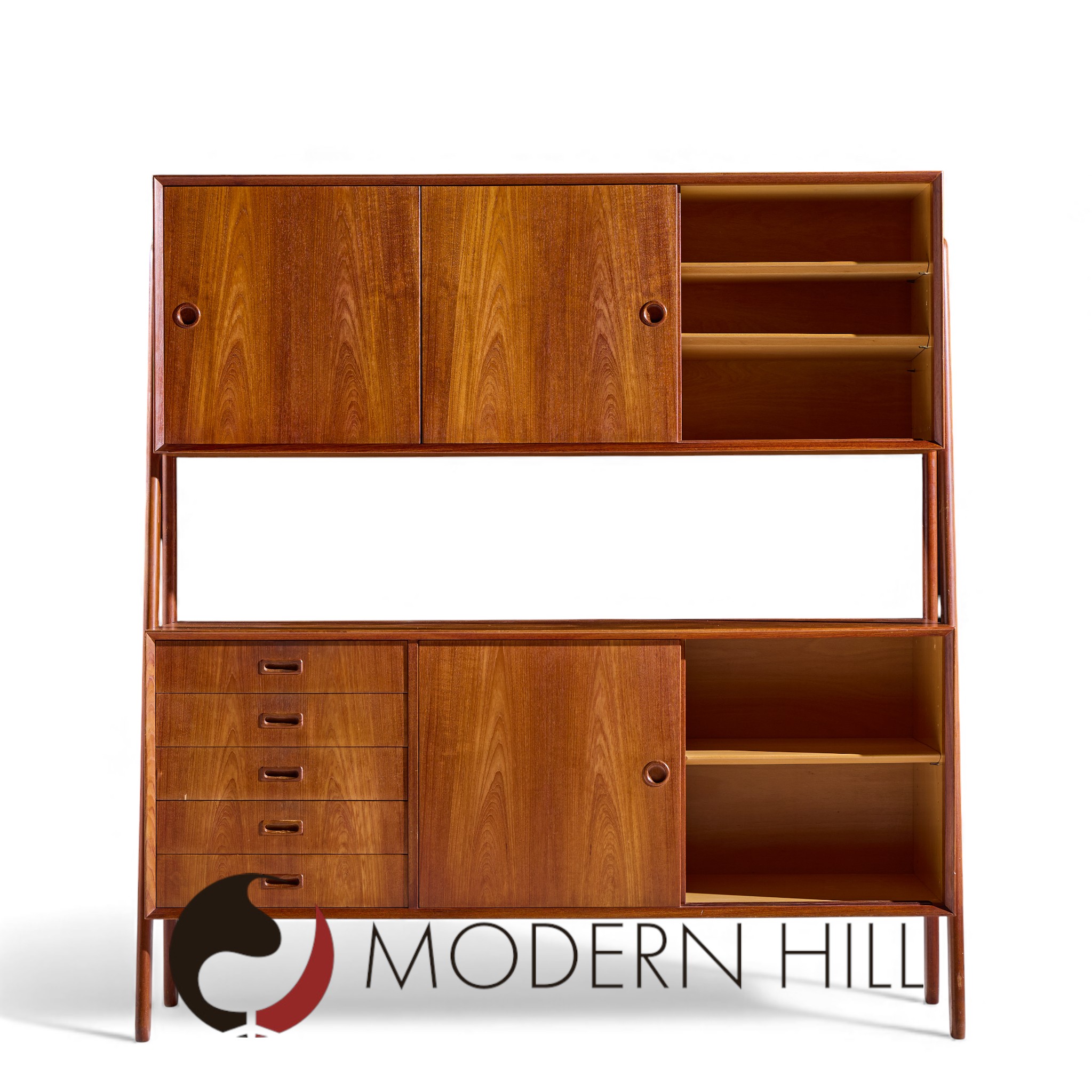 Gunni Omann for Omann Jun Model 3 Mid Century Danish Teak Credenza and Hutch | Mid Century Modern Furniture - Mid Century Furniture Chicago Gunni Omann for Omann Jun Model 3 Mid Century Danish Teak Credenza and Hutch