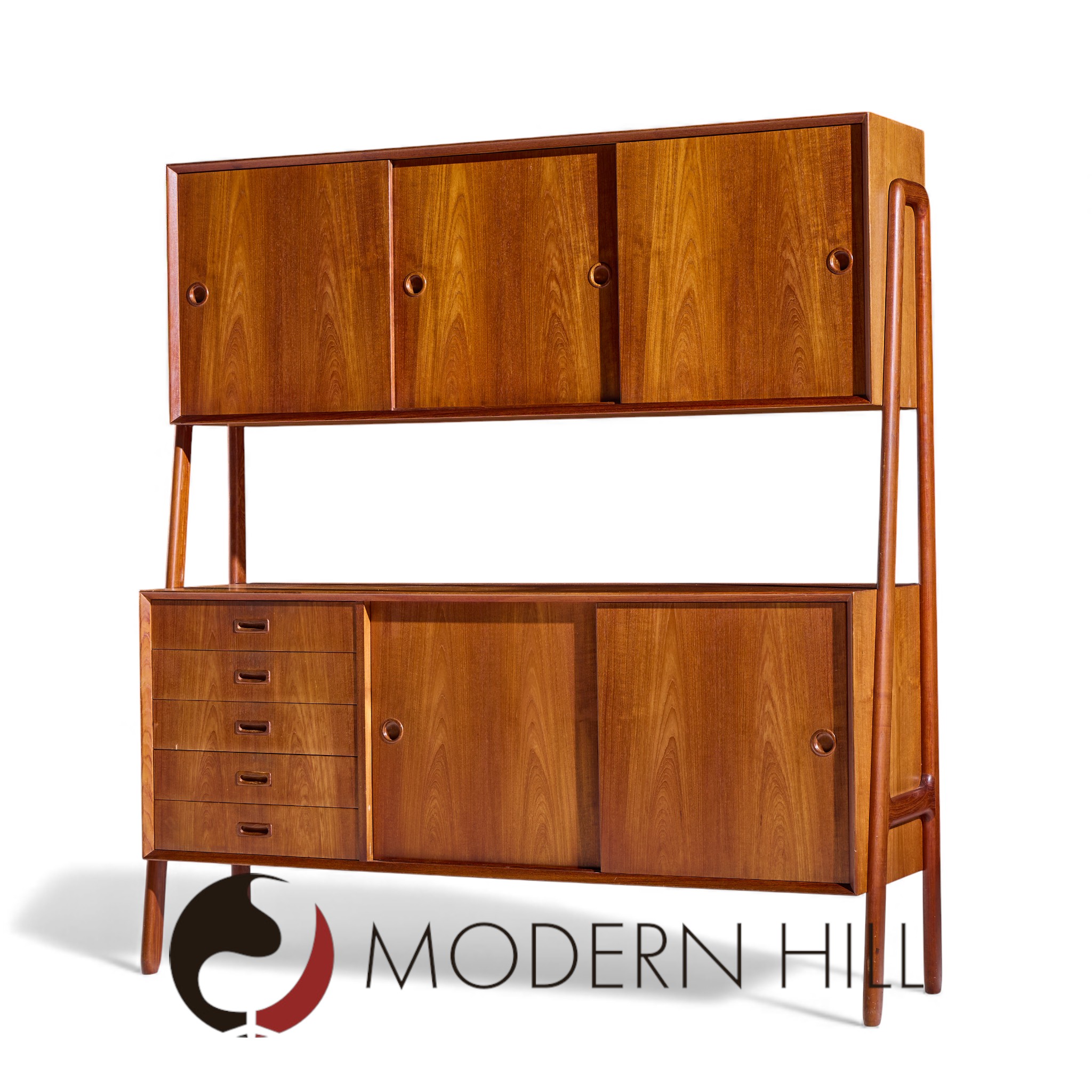 Gunni Omann for Omann Jun Model 3 Mid Century Danish Teak Credenza and Hutch | Mid Century Modern Furniture - Mid Century Furniture Chicago Gunni Omann for Omann Jun Model 3 Mid Century Danish Teak Credenza and Hutch