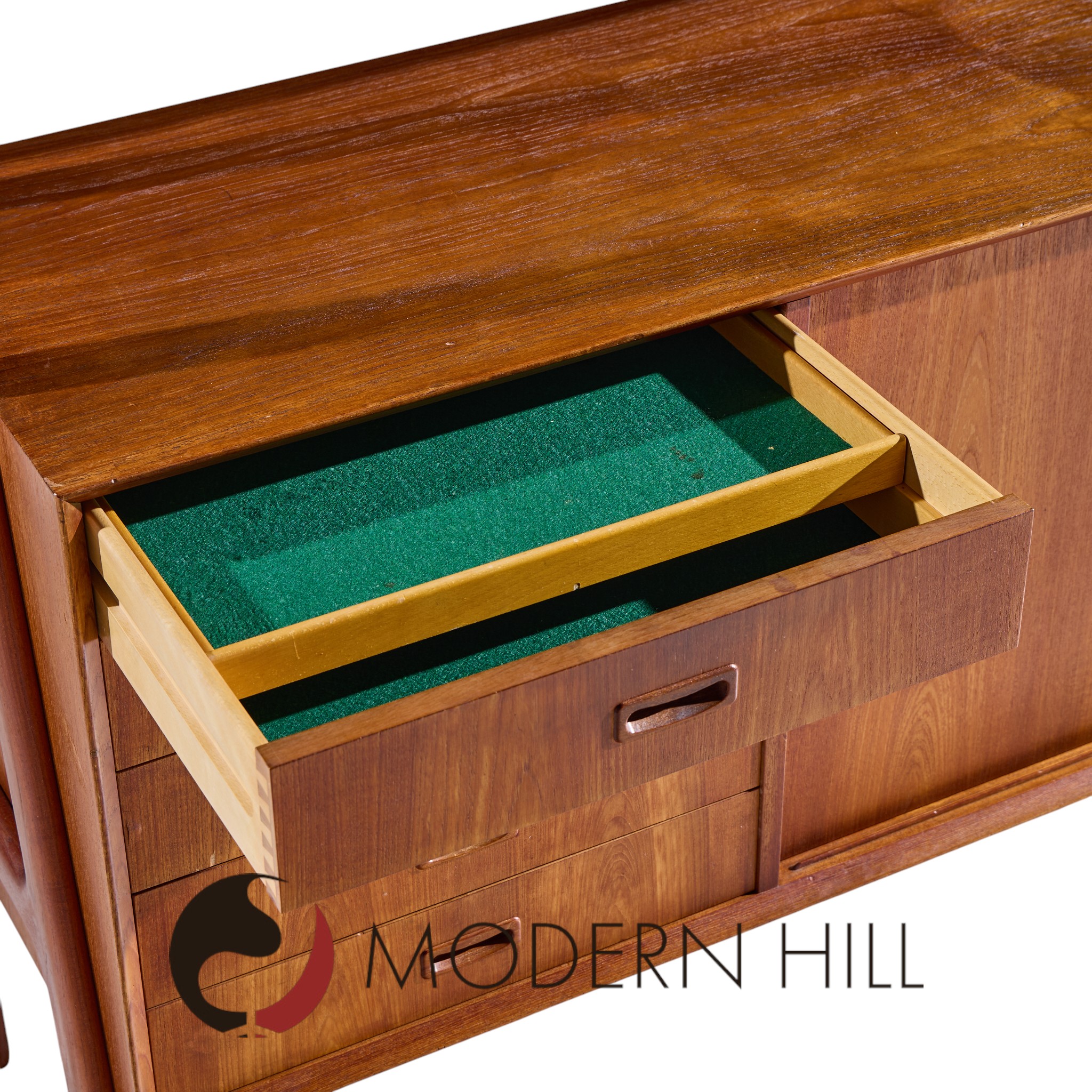 Gunni Omann for Omann Jun Model 3 Mid Century Danish Teak Credenza and Hutch | Mid Century Modern Furniture - Mid Century Furniture Chicago Gunni Omann for Omann Jun Model 3 Mid Century Danish Teak Credenza and Hutch