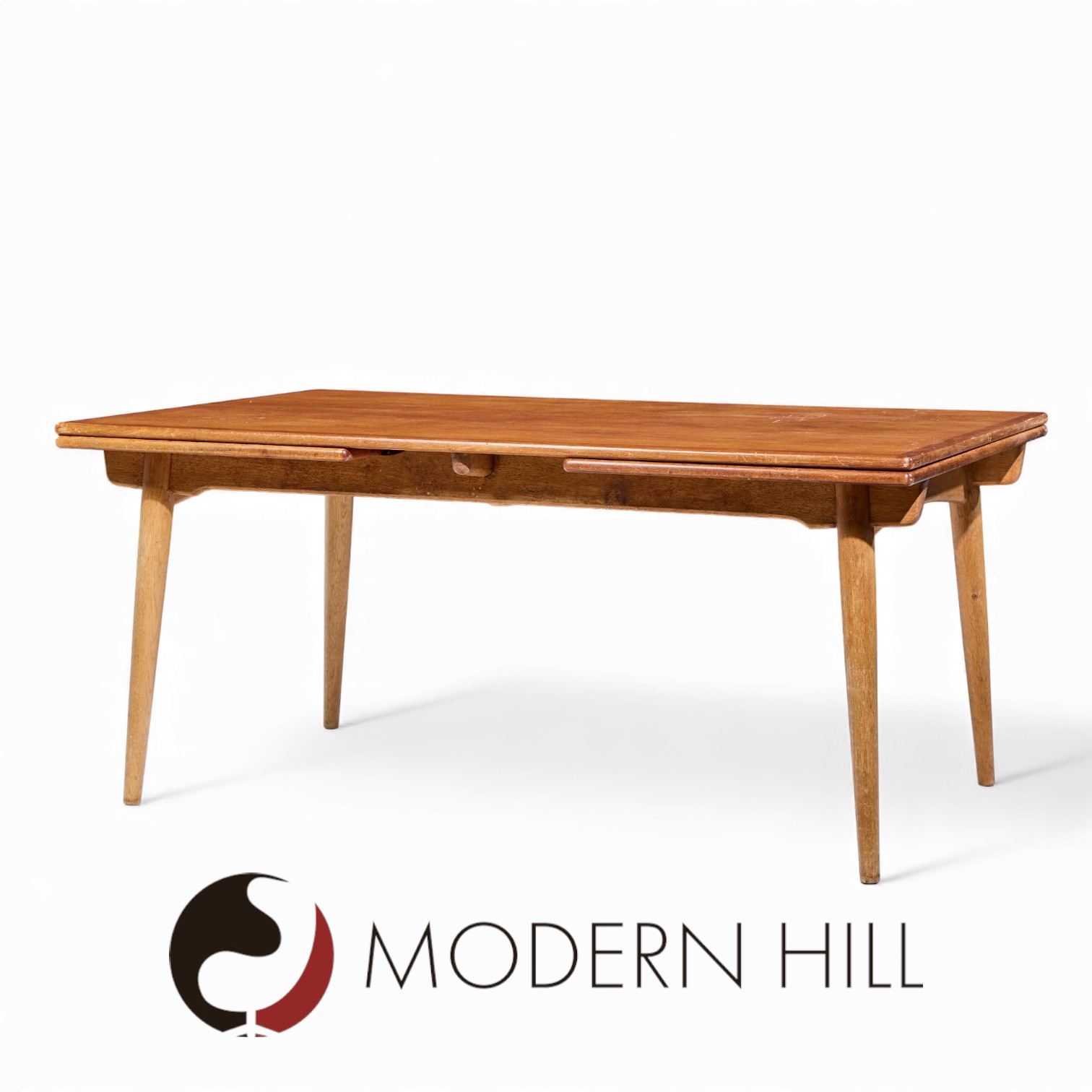 Hans J. Wegner for Andreas Tuck At-312 Mid Century Danish Teak Hidden Leaf Dining Table