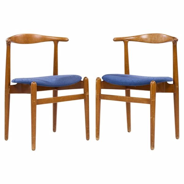 Hans Wegner for Fritz Hansen Model 708 Mid Century Danish Teak Dining Chairs - Pair