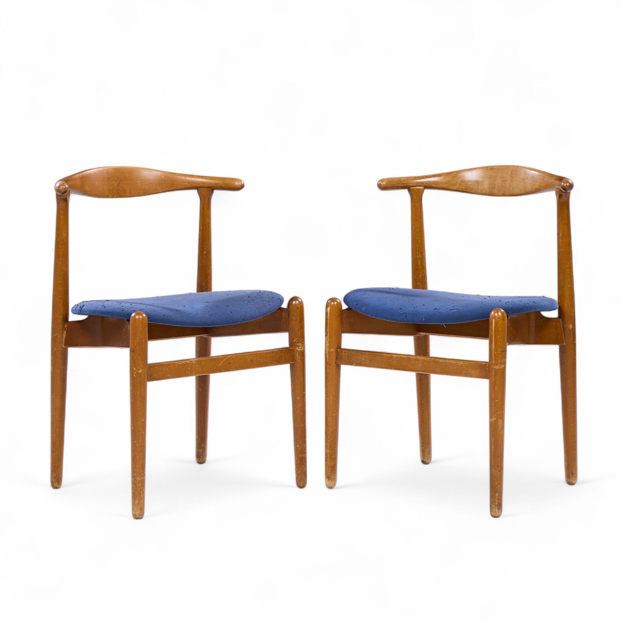 Hans Wegner for Fritz Hansen Model 708 Mid Century Danish Teak Dining Chairs - Pair