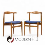 Hans Wegner for Fritz Hansen Model 708 Mid Century Danish Teak Dining Chairs - Pair