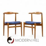 Hans Wegner for Fritz Hansen Model 708 Mid Century Danish Teak Dining Chairs - Pair