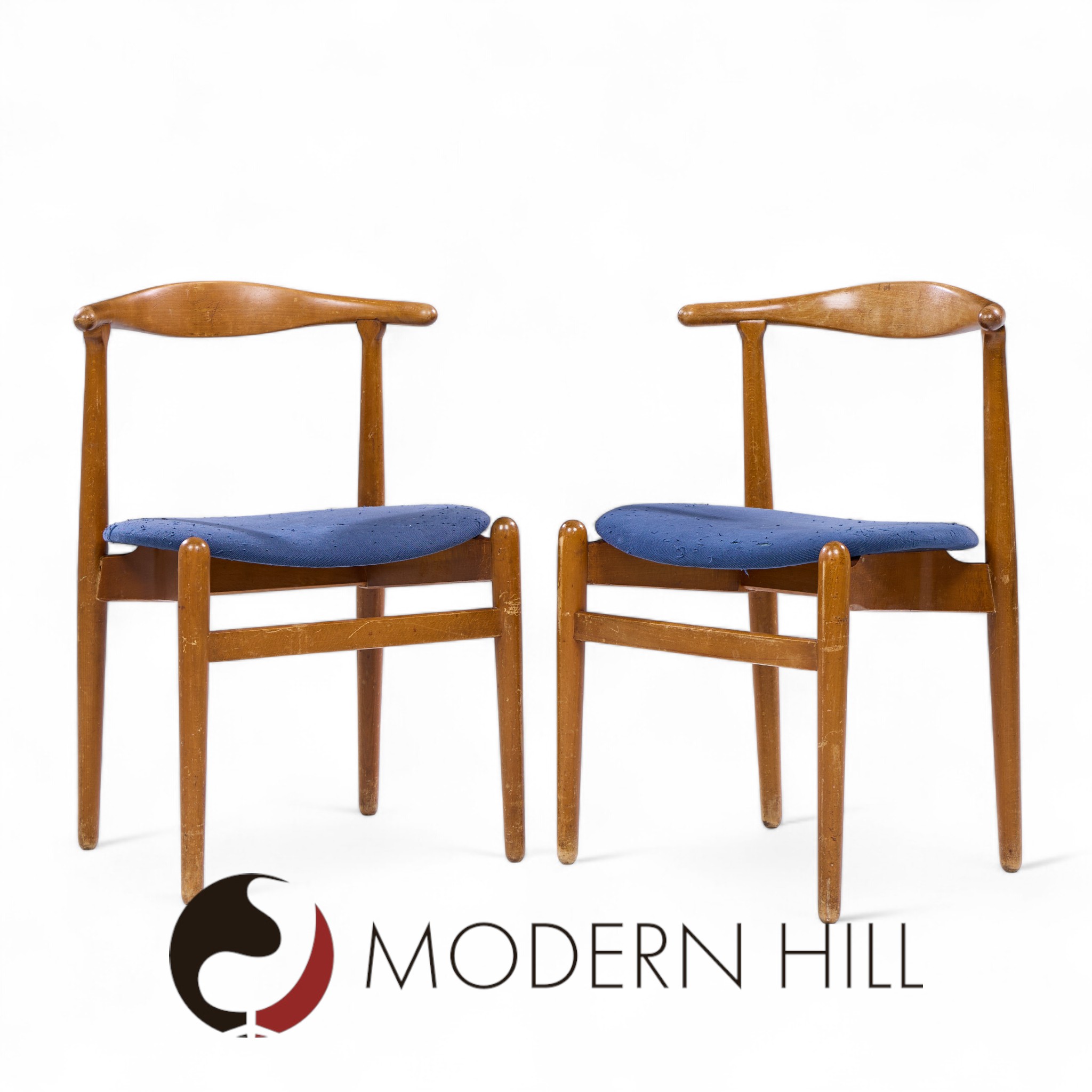 Hans Wegner for Fritz Hansen Model 708 Mid Century Danish Teak Dining Chairs - Pair