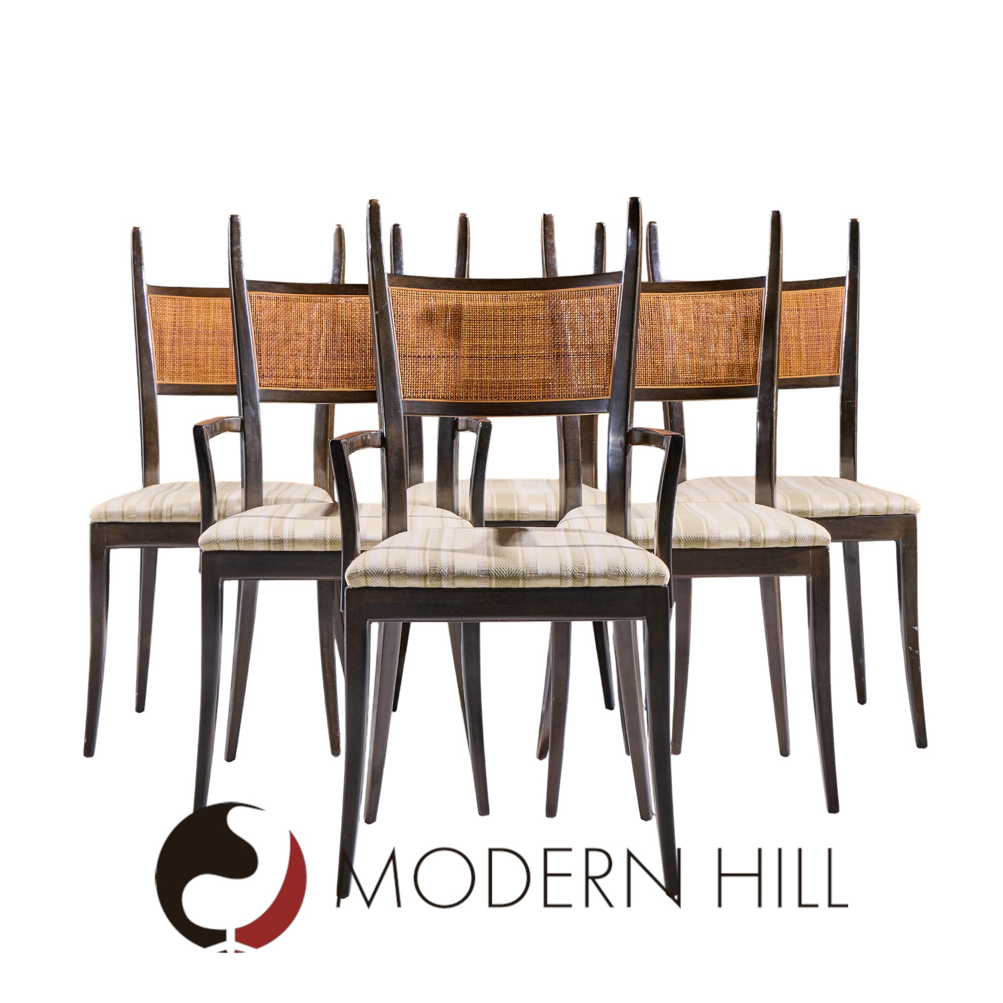 Harvey Probber Gazelle Mid Century Ebonized Mahogany Dining Chairs - Set of 6