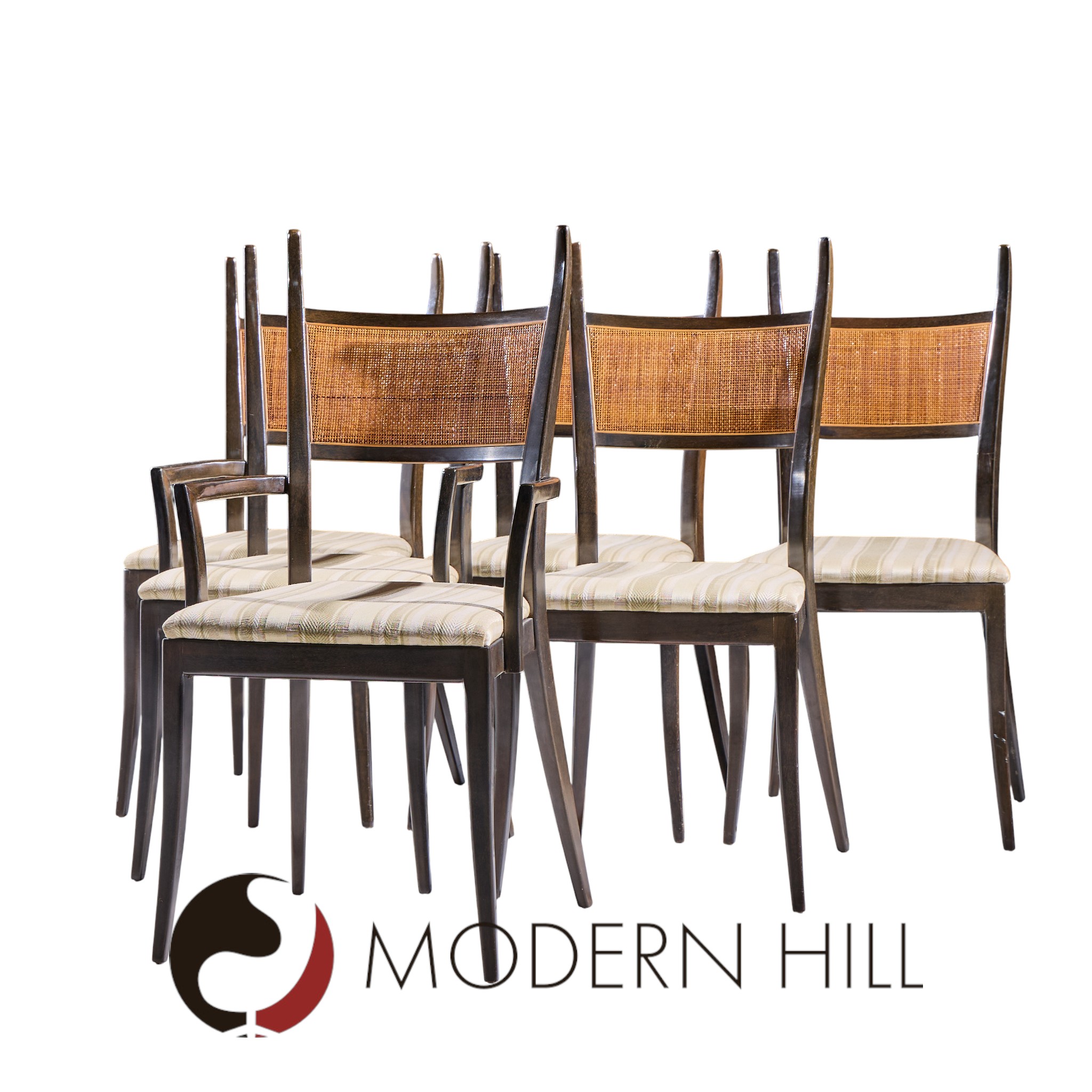 Harvey Probber Gazelle Mid Century Ebonized Mahogany Dining Chairs - Set of 6