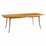 Harvey Probber Mid Century Bleached Mahogany Saber Leg Expanding Dining Table with 1 Leaf