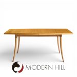 Harvey Probber Mid Century Bleached Mahogany Saber Leg Expanding Dining Table with 1 Leaf