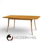 Harvey Probber Mid Century Bleached Mahogany Saber Leg Expanding Dining Table with 1 Leaf