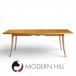 Harvey Probber Mid Century Bleached Mahogany Saber Leg Expanding Dining Table with 1 Leaf