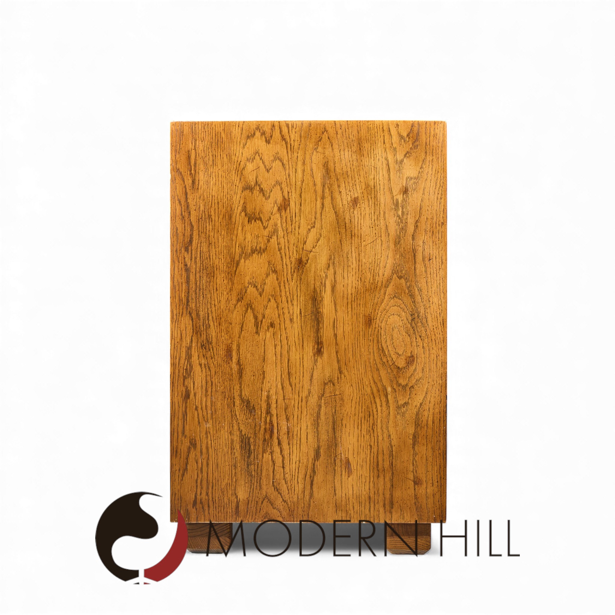 Henredon Campaign Mid Century Oak and Brass Lowboy Dresser