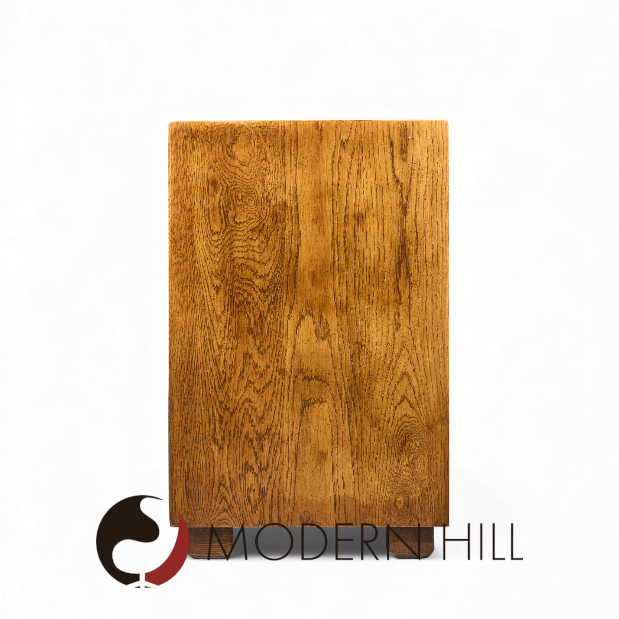 Henredon Campaign Mid Century Oak and Brass Lowboy Dresser